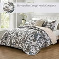 thumbnail image 2 of Reversible Printed Quilts Queen Size, Extra Soft Boho Paisley Floral Bedspreads for Bed Lightweight Full Queen Quilt Bedding Set Coverlets with 2 Pillow Shams for All Seasons, Bone Grey, 2 of 5