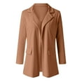 thumbnail image 4 of Lovskoo 2024 Blazers for Women Business Casual Winter Solid Color Long Sleeve False Pocket Leisure Suit Coat Khaki, 4 of 8