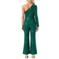 thumbnail image 3 of INSPIRE CHIC Sequin Jumpsuits for Women's One Shoulder See Through Wide Legs Party Romper L Green, 3 of 5