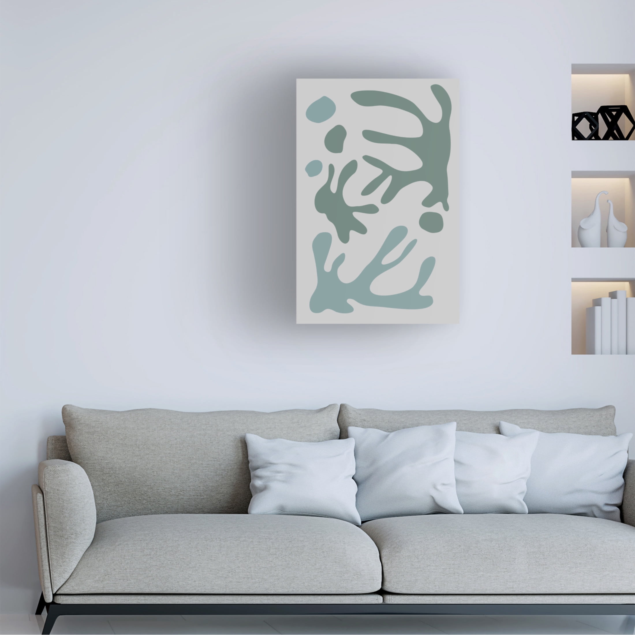 Canvas Wall Art - Pictufy Studio II 'Seaweed Teal No 1' Wall Art for Living Room, Bedroom, or Office Décor by Trademark Fine Art - 16 x 24 Inches