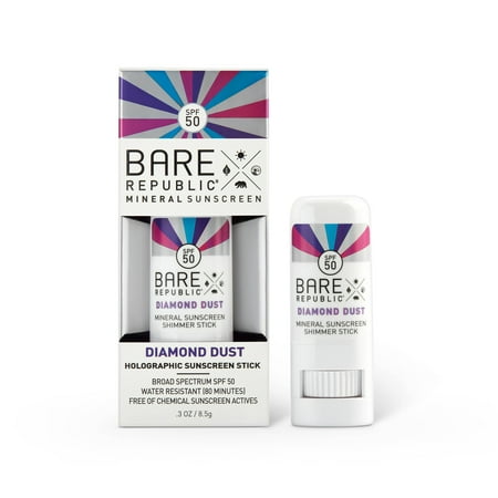 Bare Republic Mineral Shimmer Sunscreen Stick - Diamond Dust, SPF 50, 0.3