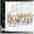 thumbnail image 3 of Ambesonne Cafe Shower Curtain, Relaxing People at Restaurant, 69"Wx70"L, Persian Orange Pale Grey, 3 of 4
