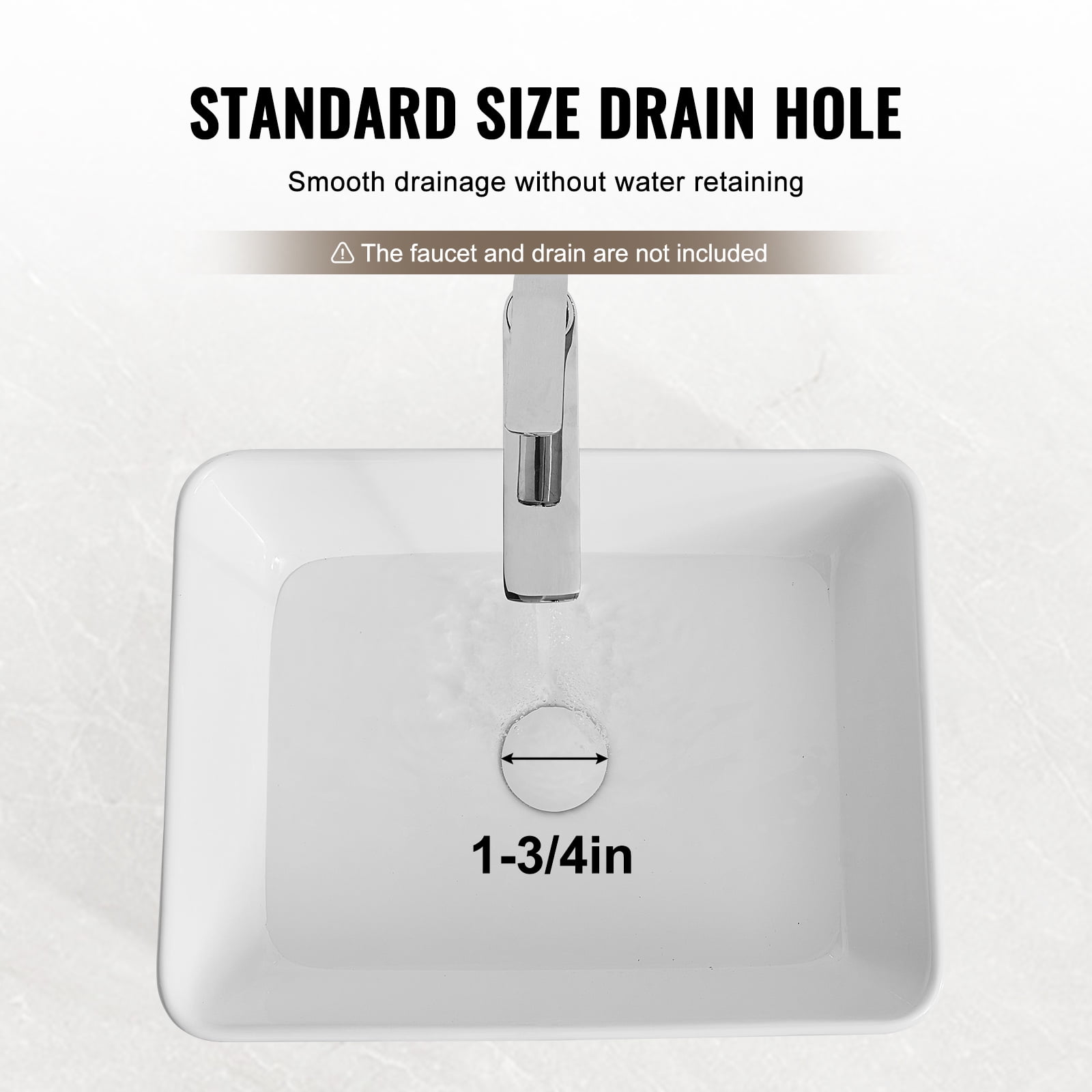 KFFKFF Rectangular Basin, 19" x 14.7" Countertop Sink, White Ceramic for Above Counter Use, Contemporary Design, Lustrous and Sophisticated, Securely Packaged for Bathrooms, Hotels, Restrooms, RVs