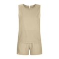 thumbnail image 3 of Birdeem Mode Femme Col Rond Blouse Sans Manches Ample Coton Lin Poches Pantalons Ensembles Chemises, 3 of 12