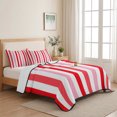 thumbnail image 5 of Twin XL Quilt Set 68''x98'', Red Pink Stripe Lightweight Summer Bedspread Coverlet Set with 2 Pillow Shams, Geometric White Vertical Striped Breathable All Season Quilt Bedding for Dorm/Guest Room, 5 of 9