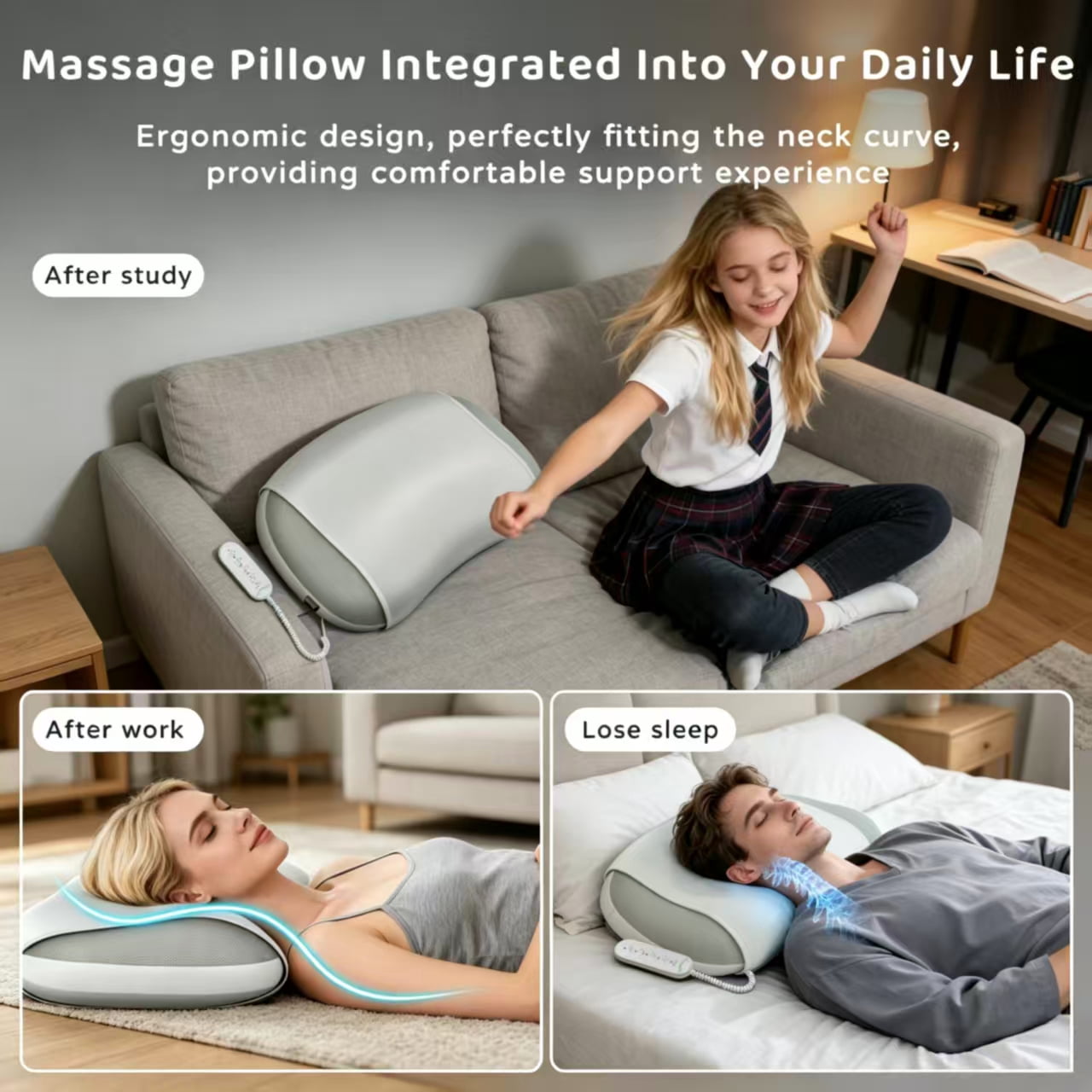 Zenopax Neck Massager for Pain Relief Deep Tissue , Cordless & Rechargeable Neck and Shoulder Massager with Heat ,3 Modes & Intensities & Heatings 4D Sleeping Kneading Pillow