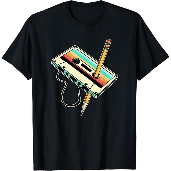 80s 90s Retro Party Costume Nostalgia Cassette T-Shirt men and women can wear, black, white, gifts