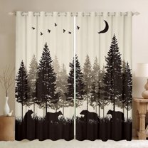 Castle Fairy Safari Bears Curtains Pack of 2 (42x84 Each) for Boys Girls,Black Brown Curtains Blackout,Jungle Woodland Animal Bedroom Curtains,Super Cozy Room Decor