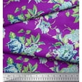 thumbnail image 2 of Soimoi Purple Cotton Cambric Fabric Leaves & Begonia Floral Decor Fabric Printed Yard 56 Inch Wide, 2 of 3