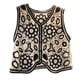 thumbnail image 1 of Boho Women Crochet Knit Vest Waistcoat Floral Pattern Sleeveless V-Neck Cardigan, 1 of 5