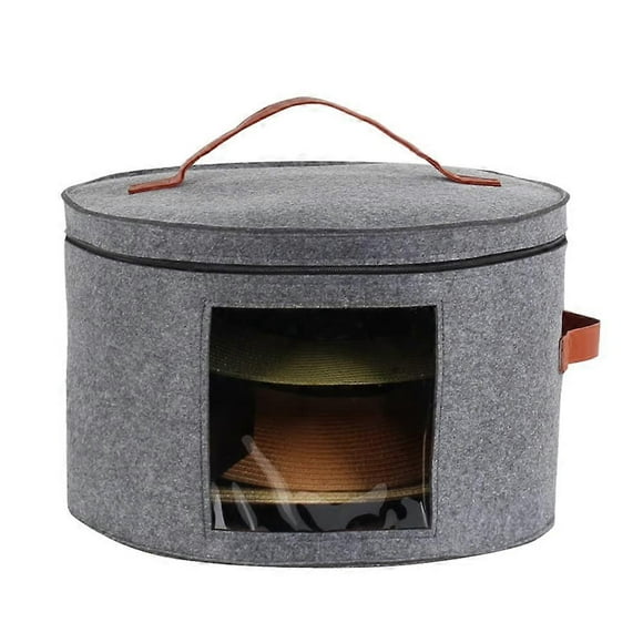Hat Storage Box, Hat Rack, Hat Box with Handle and Double Zipper, Portable/Visible/Dust-proof Design, (Gray)