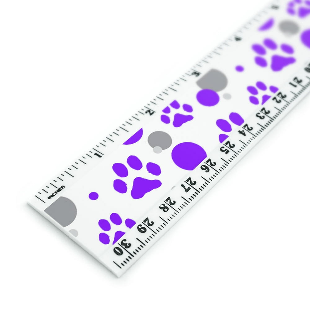 paw print purple 12 inch standard and metric plastic ruler walmart
