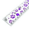 Paw Print Purple 12 Inch Standard and Metric Plastic Ruler