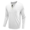 thumbnail image 4 of Lumtrix Mens Casual Short Sleeve Henley Shirts Fashion Button T Shirts with Pocket Long Sleeve Basic Plain Cotton Tee Shirts White L, 4 of 5