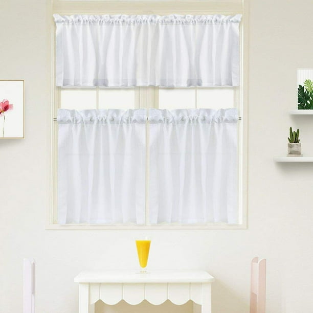 HAEMORE 3 Pieces Window Curtains and Valance Set for Bathroom Kitchen