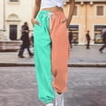 thumbnail image 2 of Baberdicy Sweatpants Women Fashion Women's Loose Breathable Color Blocking Gradient Casual Pants Side Pockets Leg Opening Drawstring Seasonal Casual Pants Sweatpants B-Mint Green, 2 of 4