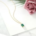 thumbnail image 4 of Gem Stone King 18K Yellow Gold Plated Silver Green Malachite and White Lab Grown Diamond Pendant Necklace for Women | 3.54 Cttw | Gemstone Birthstone | Emerald Cut 9X7MM | With 18 inch Silver Chain, 4 of 4