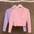 thumbnail image 5 of GiLiling Girls Knitted Deep V-Neck Cross Long Sleeve Ballet Wrap Front Loose Lightweight Sweater Dance Cardigan Pullover Tops Blouse (Purple, 3-4 Years), 5 of 7