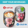 thumbnail image 4 of 12oz Stemless Wine Tumblers Multicolored Pioneer Flower Vacuum Insulated Stainless Steel Travel Tumbler Cups Mug with Lid and Straw for Champaign,Cocktail,Beer with Cleaning Brush, 4 of 5