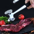 thumbnail image 3 of Ablandador de carne de doble cara, apto para lavavajillas, mazo de cocina con mango suave, mazo manual de metal para ablandar pollo, filetes, carne de res, cerdo y nueces., 3 of 7
