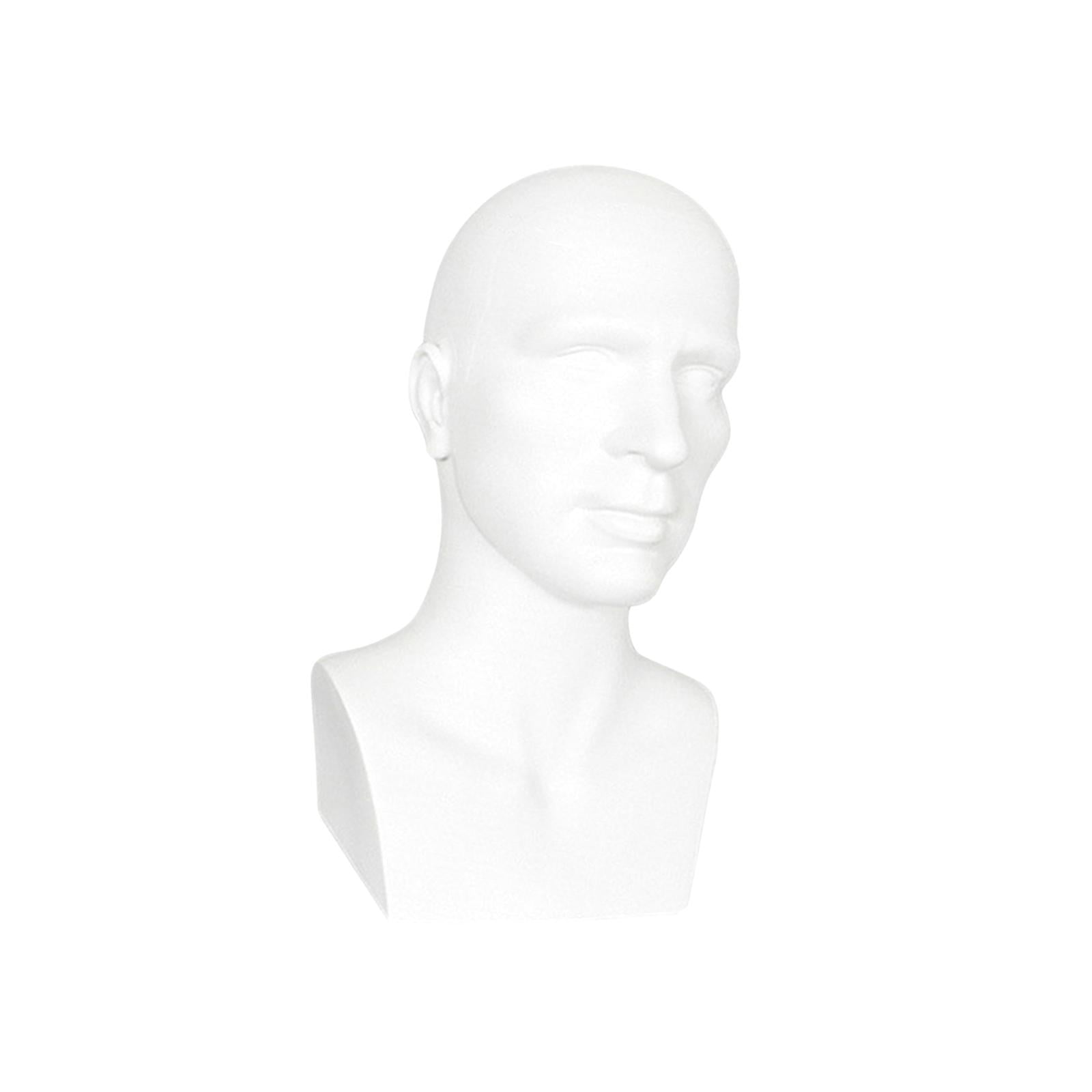 Bothyi Mannequin Male Head Display Stand Accessory for Scarves, Jewelry 15inch Tall White