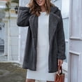 thumbnail image 5 of Lindreshi Shackets for Women with Pockets Women'S Fashion Long Sleeve Loose Solid Color Button Lapel Thickened Plush Coat Blouse, 5 of 6