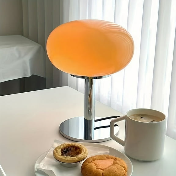 Usb-Powered Dimmable Mushroom Glass Desk Lamp - Warm Ambient Light For Cozy Home Office, Bedroom & Living Room Decor