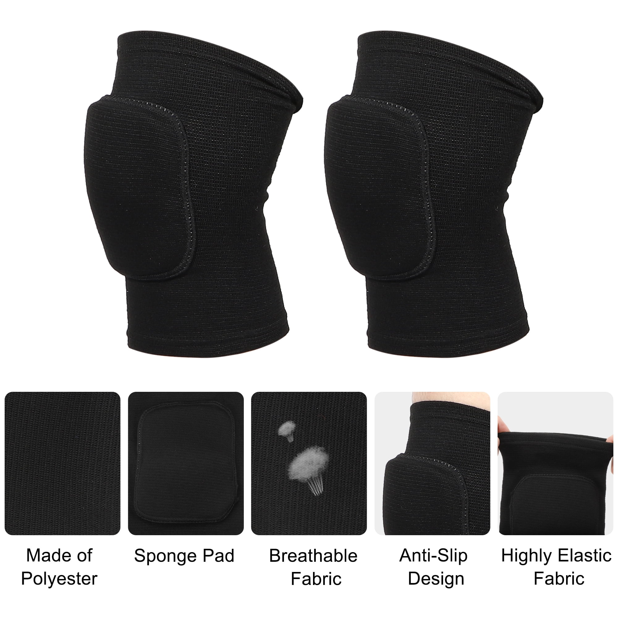 Unique Bargains 1 Pair Knee Brace Protection Sponge Knee Pads Knee Support Black Size L