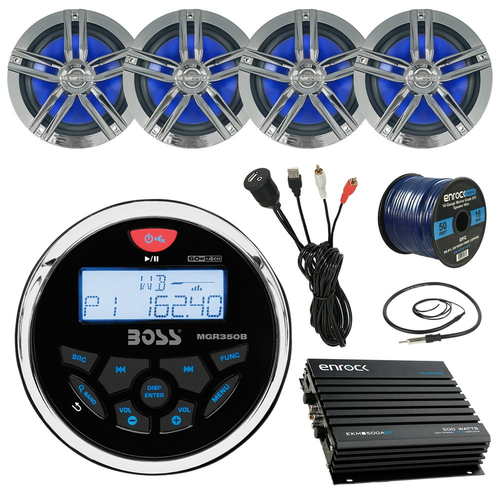 16'25' Bay Boat Marine System Includes CD Bluetooth Receiver, 4 x 6.5