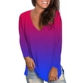 thumbnail image 6 of Fshinging Womens T Shirts Gradient Casual Long Sleeve V Neck Lady Office Commute T-Shirts, 6 of 7