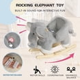 thumbnail image 5 of DIPU-Home Elephant Ride-On Rocking with Lullaby Song, Hand Puppets, Safety Belt, Plush Rocking Horse for Ages 1-3, Interactive Kids Rocker, Gray, 5 of 7