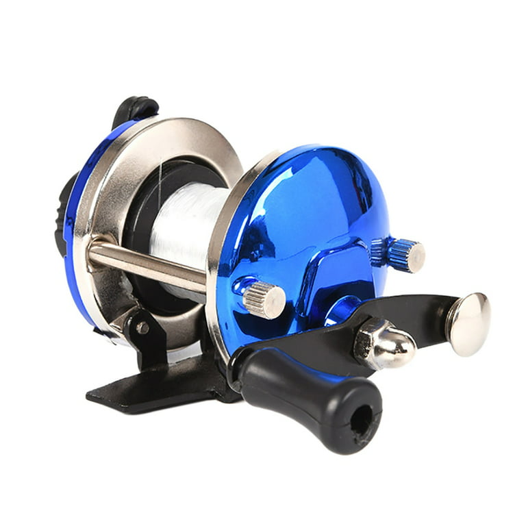 Colorprofitkids Winter Baitcasting Reel Mini Metal Bait Casting Boat Fishing Wheel Roller Coil with 50m/164.04ft Line Wire, Blue