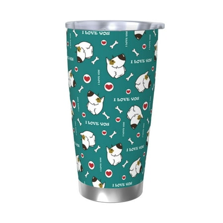

KLL Love Dog Print 40oz Stainless Steel Insulated Car Cup with Spillproof Lid - Keep Your Drink Hot or Cold on the Go-Without Straw
