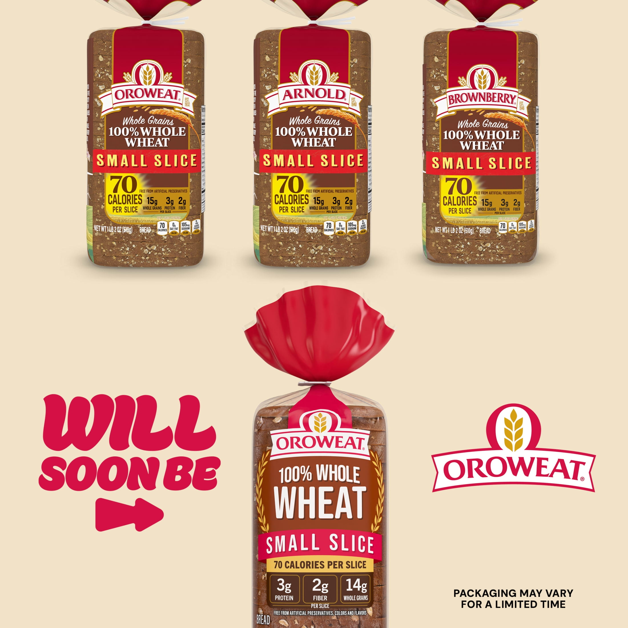 Oroweat Small Slice 100% Whole Wheat Bread, 18 oz