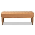 thumbnail image 2 of Baxton Studio Daymond Mid-Century Modern Tan Faux Leather Upholstered and Walnut Brown Finished Wood Dining Bench, 2 of 6