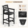 thumbnail image 3 of RIAFUN HDPE Height Bar Stools Set of 2 with Removable Connecting Table, Weather Resistant Outdoor Tall Adirondack Chairs with Umbrella Hole for Patio, Poolside, Garden, Black, 3 of 11