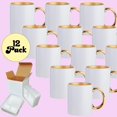 thumbnail image 2 of MUGSIE 12 Pack 11 oz. GOLD Inner and Handle - Ceramic Sublimation Mugs - Professional Grade  - Cardboard Box with Foam Supports, 2 of 2