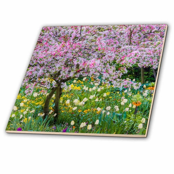 3dRose, France, Giverny. Springtime in Claude Monets garden., 6 Inch Ceramic Tile