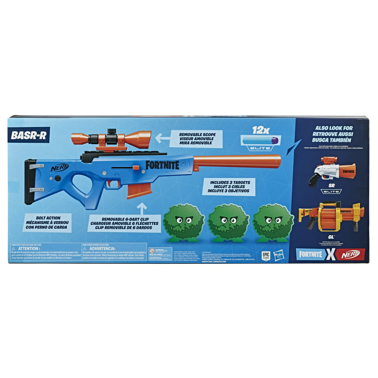 NERF Fortnite BASR-R Bolt Action Blaster -- Includes 3 Bush Targets,  Removable Scope, Removable 6-Dart Clip, 6 Official Elite Darts by NERF -  Shop Online for Toys in Germany