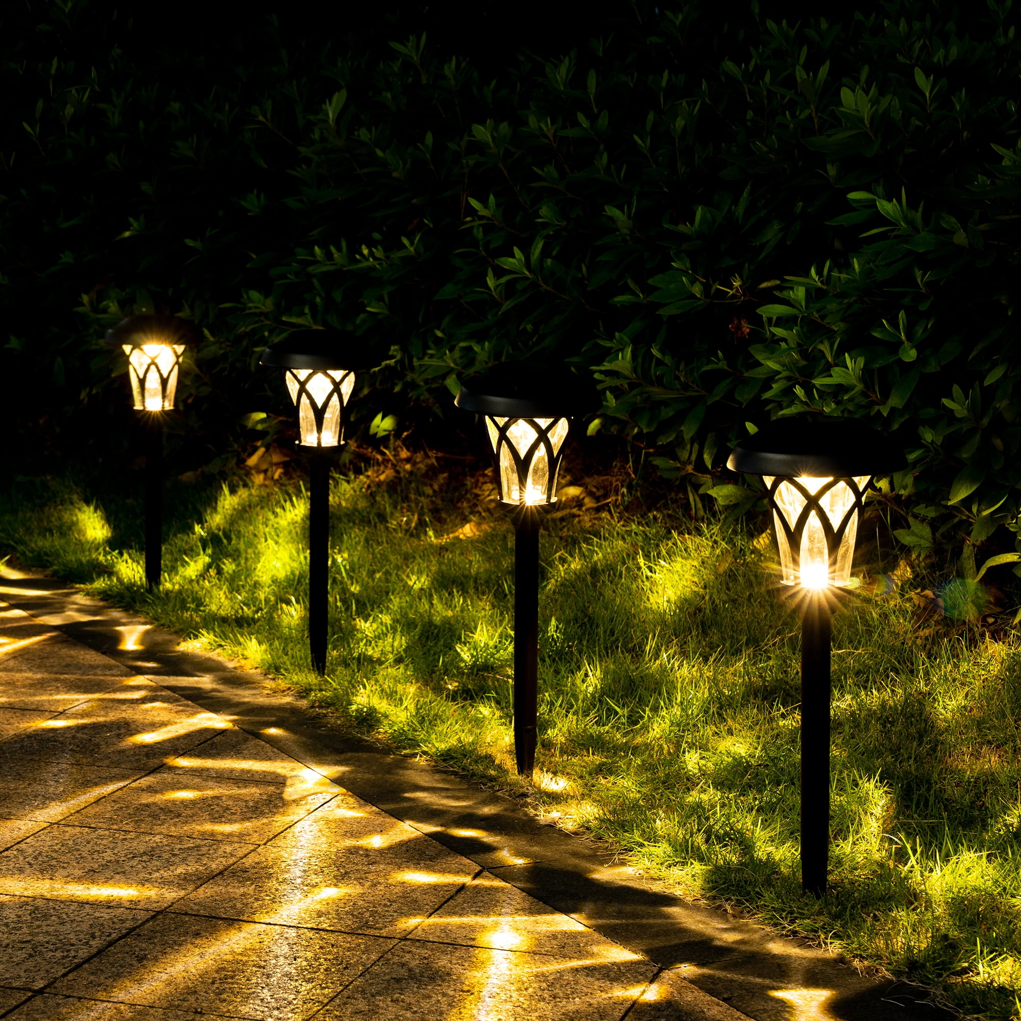 FKHouse 6-Pack Solar Pathway Lights, Landscape Lights, Metal Automatic Solar Lights