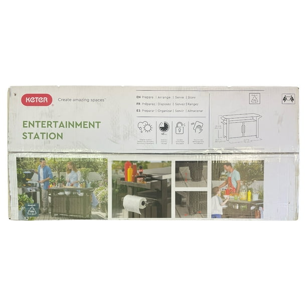 Keter Outdoor Entertainment Storage Station Grilling Table, 78 gal