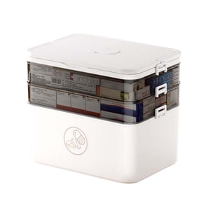 C Trousse de premiers soins à trois couches pour usage domestique Boîte de rangement en médecine de grande capacité Organisateur d'approvisionnement médical d'urgence Matériel en plastique Portable pour le bureau à domicile