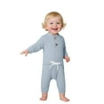 thumbnail image 3 of WOYY Boys Outfits Solid Ribbed Long Sleeve Bodysuit Romper Pants Set, Sizes 12-18M, 3 of 8
