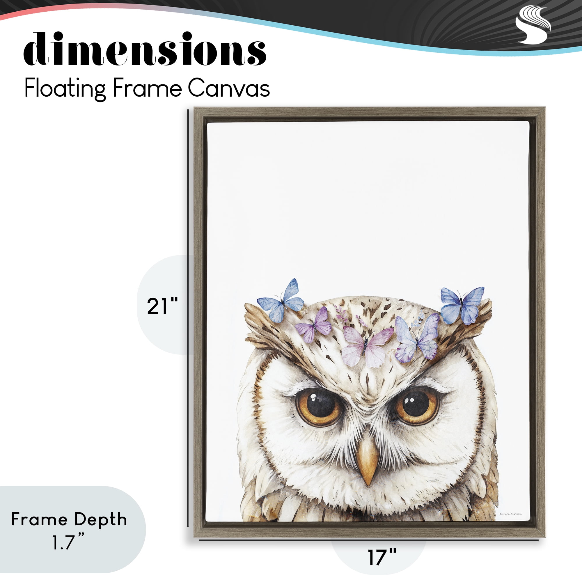 Stupell Industries Owl & Butterfly Wings Brown Framed Floater Canvas Wall Art, design by Svetlana Aleynikova