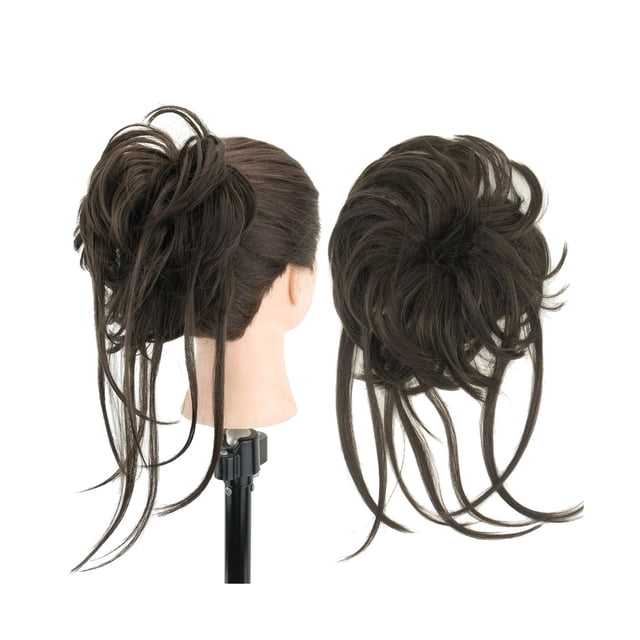 Chignon en Désordre Pièce Chouchou Long Extension Queue de Cheval Ondulée Postiches Chignon Bandeau