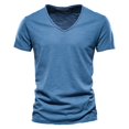 thumbnail image 1 of Calidad de marca 100% algodón Camiseta de los hombres Camisetas sólidas ajustadas con diseño de moda con cuello en V Camisetas para hombre Camiseta de manga corta para hombre, 1 of 4