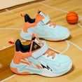 thumbnail image 3 of Boys Basketball Shoes Fashion Color Block Nonslip Tennis Athletic Shoes Casual Comfy Arch Support Mesh Sneakers Light Blue 3 Big Kid, 3 of 5