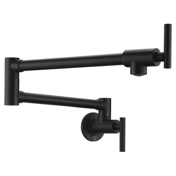 Open Box ANZZI Braccia Double Handle Pot Filler Kitchen Sink Faucets in Matte Black