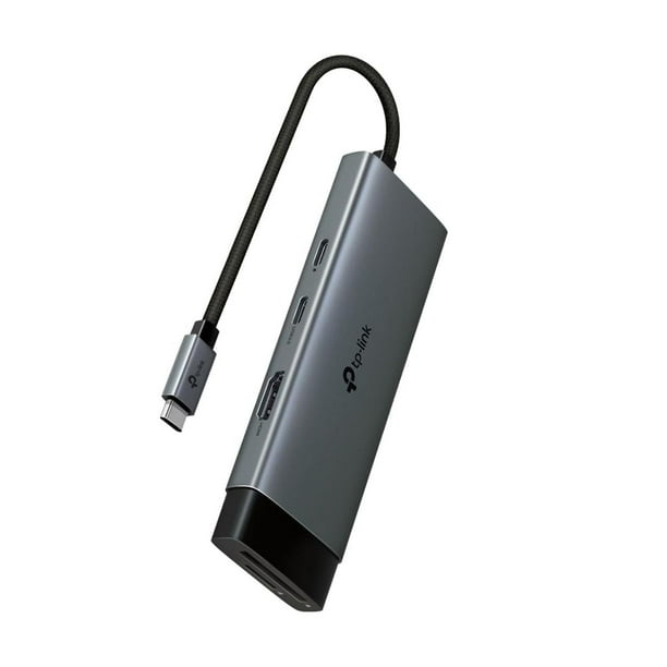 TP-Link Hub USB-C 7 en 1, HDMI 4K 60Hz, PD 100W, SD/microSD, Puertos USB-C 5Gbps y 2× USB-A, Plug &