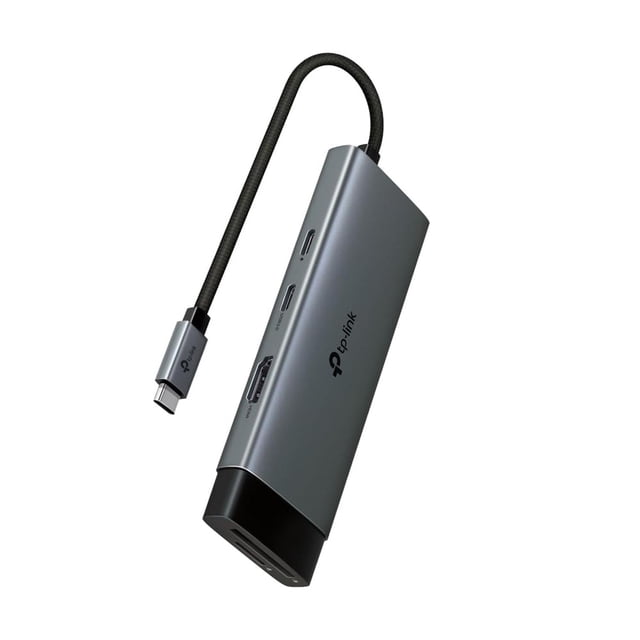 TP-Link Hub USB-C 7 en 1, HDMI 4K 60Hz, PD 100W, SD/microSD, Puertos USB-C 5Gbps y 2× USB-A, Plug &